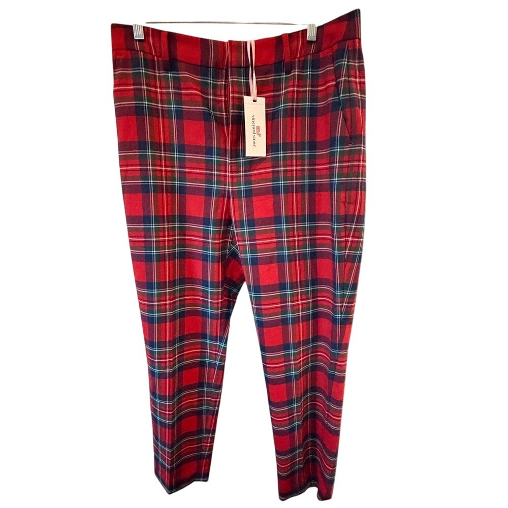Vineyard Vines Stretch Wool-Blend Ankle Pants – Balsam Plaid – Size 10‎ – NWT